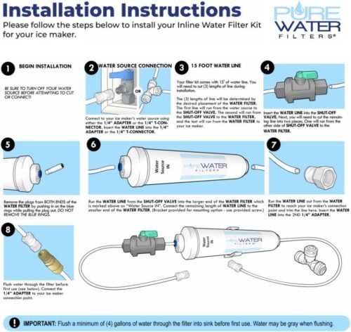 Inline Water Filter Kit for Ice Makers with 1/4" Tubing and a T-Connector - 이미지 4