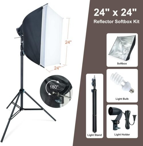 LINCO Lincostore Photo Video Studio Light Kit AM169 - Including 3 Color Backdrops (Black/White/Green) Background Screen - 이미지 4