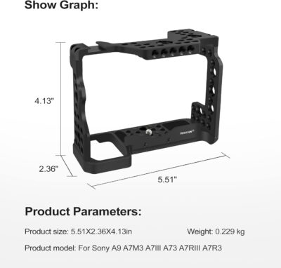 A7ii A7Riii A7iii cage,A9 / A7III / A7M3 / A7Riii / A7ii Camera Cage for Sony A9 A7M3 A7III A73 A7RIII A7R3 A7II Camera Case Rig Cold Shoe - 이미지 5