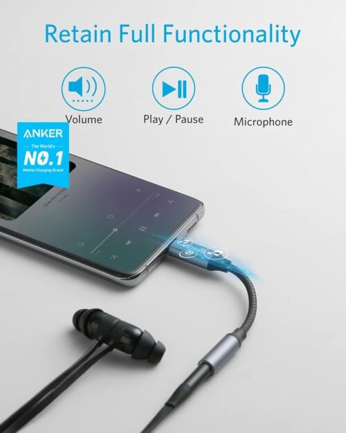 Anker USB C to 3.5mm Audio Adapter, Male to Female Nylon Cable for Samsung S20/S20+/S20 Ultra, Pixel 4/+ 4XL, and More Type C Devices - 이미지 2