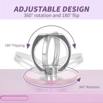 Cell Phone Ring Holder, Transparent Ring Holder 360°Rotation Finger Ring Stand, Clear Cell Phone Kickstand Compatible with Most of Phones, Tablet and Case, (2Silver+1Black+1Rose Gold) - 이미지 3