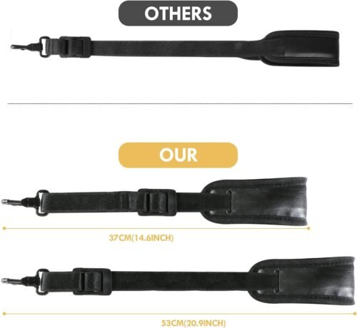 KUWAN Saxophone Neck Strap Soft Sax Leather strap Padded for Alto Sax Tenor Clarinet Baritone Soprano Horn Music Instrument (1, BLACK) - 이미지 5