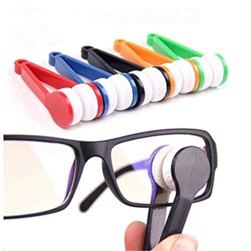 12 pcs Mini Sun Glasses Eyeglass Microfiber Spectacles Cleaner Brush Cleaning Tool（Random Color）