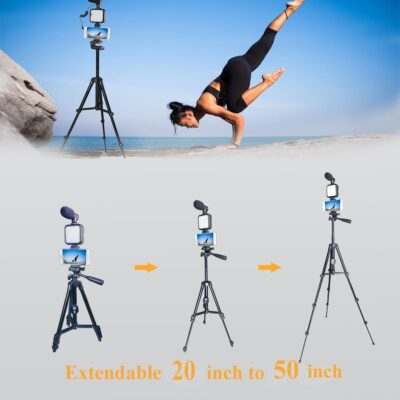 Vlogging kit for iPhone, YouTube Starter Kit, Vlogging Kit for Andriod Phone,Content Creator Essentials, w/RGB Light/Tripod/Mic/Jack Adapter/Remote - 이미지 4