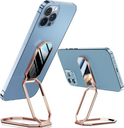 A-LuGei 𝗙𝗼𝗹𝗱𝗮𝗯𝗹𝗲 & 𝗔𝗱𝗷𝘂𝘀𝘁𝗮𝗯𝗹𝗲 Phone Ring Holder Finger Kickstand, Cell Phone Holder for Hand, Phone Stand for Back of Phone Case, Magnetic iPhone Ring Holder Phone Grip for Desk