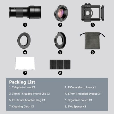 Evil eye 2 in 1 Phone Camera Lens Kit, 6X Telephoto Lens & 150mm Macro Lens with Universal Lens Clip, Phone Lens Attachment for iPhone and Andriod - 이미지 8