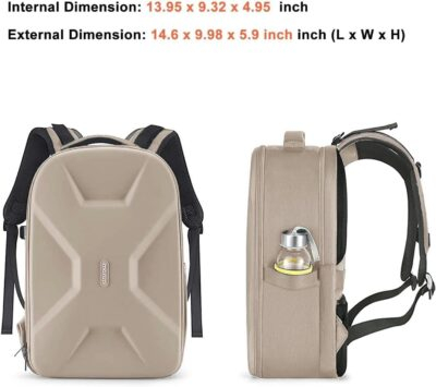 MOSISO Camera Backpack,DSLR/SLR/Mirrorless Photography Camera Bag Full Open Waterproof Hardshell Bag with Insert&Tripod Holder&Laptop Compartment Compatible with Canon/Nikon/Sony, Camel - 이미지 7