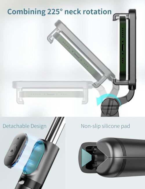 Selfie Stick Tripod with Detachable Wireless Remote, 4 in 1 Extendable Portable Selfie Stick & Phone Tripod Stand Compatible with Gopro, iPhone/Samsung/Huawei - 이미지 5