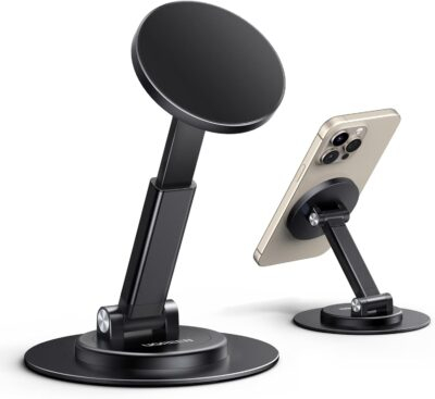 UGREEN Magnetic Phone Stand for MagSafe, Height Adjustable iPhone Stand for Desk with 360° Rotation Compatible for iPhone 16 15 Pro Max 14 Pro 13 12 and MagSafe Case, Black