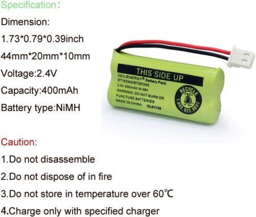 GEILIENERGY BT162342 BT262342 Battery Compatible with BT183342 BT283342 BT166342 BT266342 Vtech CS6114 CS6419 CS6719 with AT&T EL52300 CL80112 CS6719-2 Cordless Handsets (Pack of 4) - 이미지 2
