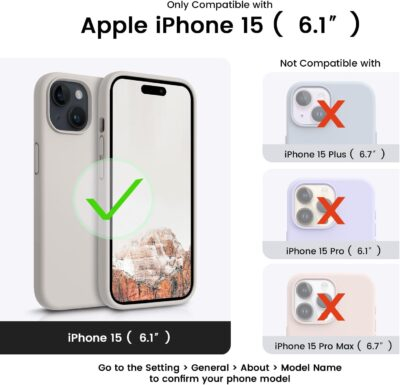 OTOFLY Compatible with iPhone 15 Case, Silicone Shockproof Slim Thin Phone Case for iPhone 15 (6.1 inch), (Stone) - 이미지 6