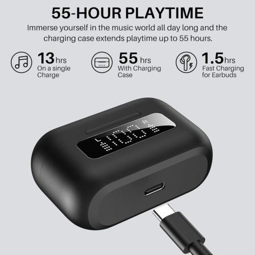 TOZO Hybrid Active Noise Cancelling Wireless Earbuds with 6 Mics AI Clear Call Ear Buds 55H Playtime with LED Display 32 Preset EQs via APP Bluetooth 5.3 IPX8 Waterproof in Ear Headphones - 이미지 5