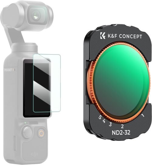 K&F Concept Variable ND Filter for DJI Osmo Pocket 3 Creator Combo, ND2-32 Neutral Density VND Filter, Magnetic Installation, Multi-Coated Optical Glass