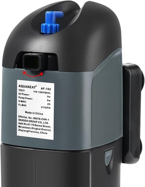 AQUANEAT Aquarium Filter 9W with Spare UV Bulb Green Water Killer Submersible Pump Filter 211GPH for 150 Gallon Fish Tank - 이미지 5