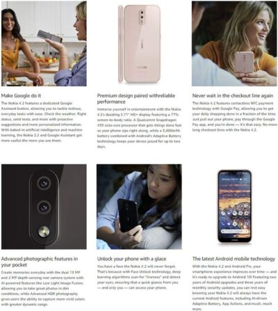 Nokia 4.2 - Android One (Pie) - 32 GB - 13+2 MP Dual Camera - Dual SIM Unlocked Smartphone (AT&T/T-Mobile/MetroPCS/Cricket/H2O) - 5.71" HD+ Screen - Black - U.S. Warranty - 이미지 5