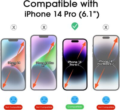 amFilm Easiest Installation OneTouch for iPhone 14 Pro [6.1 Inch] Screen Protector Tempered Glass, Auto-Alignment Tech, Bubble Free and Full Coverage Case Friendly, Anti-Scratch 2 Pack - 이미지 2