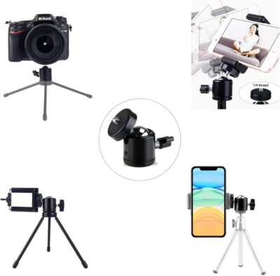 Universal 1/4" Swivel Mini Ball Head Screw Tripod Mount（2 Pack）, EszkozTA360 Degree Rotating Mount Base Adapter for DSLR Cameras HTC Vive Tripods Monopods Camcorder Light Stand… - 이미지 7