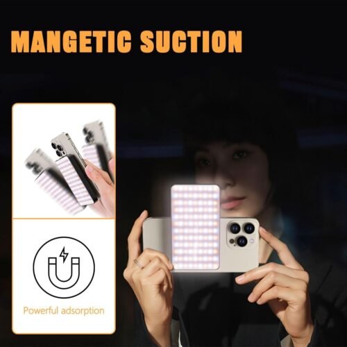 129 LED Double Side Magnetic Selfie Light for iPhone, 3000 mAh Rechargeable Phone Fill Light Clip, Adjusted 3 Light Modes for Phone iPhone Android iPad Laptop for Makeup TikTok Selfie Vlog - 이미지 8