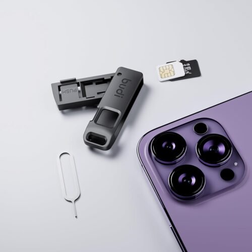 BUDI Sim Card Tray Pin Eject Removal Tool Needle Opener Ejector with SIM/TF Card Storage Small Box - 이미지 2