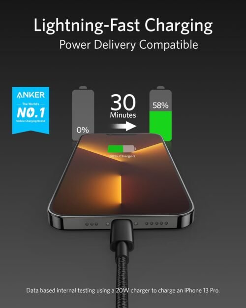 Anker New Nylon USB C to Lightning Cable, Apple MFi Certified for iPhone 14 Series, and More (6FT, Black) - 이미지 2