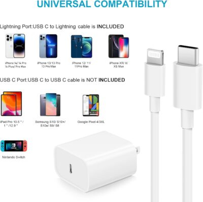 iPhone Fast Charger 3+3Pack 20W USB C Wall Charger with 6FT Fast Charging Cable Compatible with iPhone 14/13/12/11/Pro/Pro Max - 이미지 4