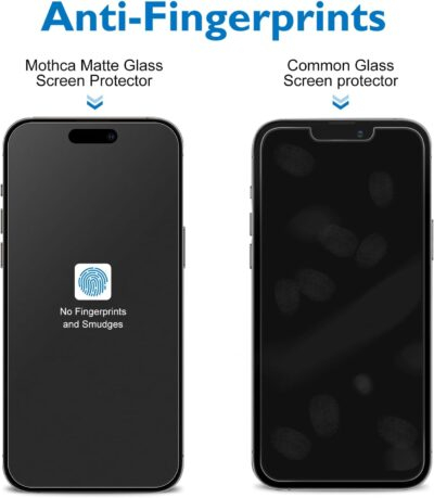 Mothca 2 Pack Matte Glass Screen Protector for iPhone 15 Pro Max[6.7 inch] + 2 Pack Camera Lens Protector, Anti-Glare & Anti-Fingerprint Case Friendly Tempered Glass Film, Bubble Free, Smooth as Silk - 이미지 3