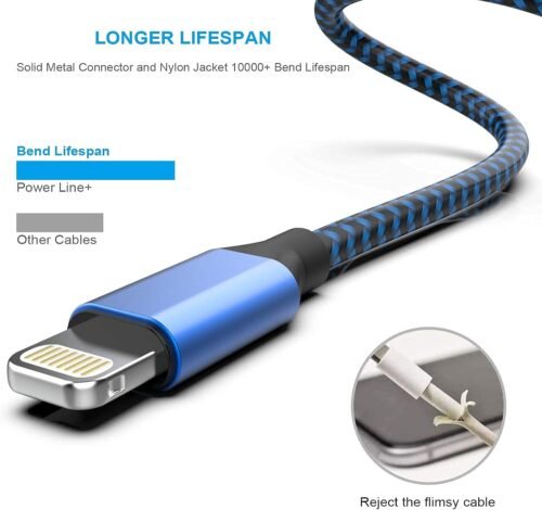 [Apple MFi Certified] 6Pack 3/3/6/6/6/10 FT iPhone Charger Nylon Braided Fast Charging Lightning Cable Compatible iPhone 14 Pro/13 mini/13/12/11 Pro MAX/XR/XS/8/7/Plus/6S/SE/iPad - 이미지 2