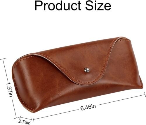 Portable Leather Glasses Case,Flexible Sunglasses Pouch Slim Case for Women Men Horizontal Eyeglass Case - 이미지 3