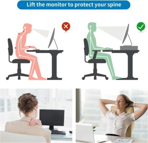 gianotter Computer Monitor Stand Riser, Desk Organizers and Accessories with Drawer, Office Desk Accessories & Workspace Desktop Organizers Storage for Classroom Office Supplies (Black) - 이미지 4