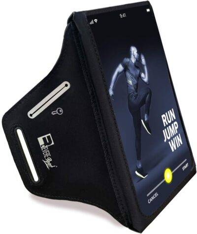 RevereSport Waterproof Running Armband for Phone with Case On (Otterbox, Lifeproof). Sports Phone Holder for iPhone 16/15/14/13/12/11/Max/Plus/Pro & Samsung S25/S24/S23/S22/S21/S20/S10/Ultra (Large)