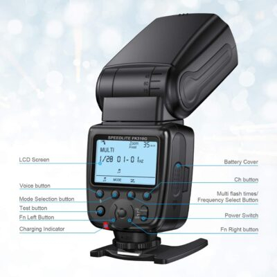 Powerextra LCD Display Flash Speedlite, 2.4G Wireless Flash Trigger Transmitter Kit for CA Nikon Pentax Panasonic Olympus and Sony DSLR Camera, Digital Cameras with Standard Hot Shoe - 이미지 5
