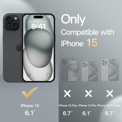 JETech Slim Case for iPhone 15 6.1-Inch with Camera Lens Full Cover Protection, Ultra-Thin Lightweight Matte Finish Minimalist Protective Phone Cover (Black) - 이미지 2