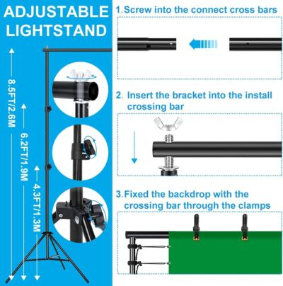 [Upgraded LED Bulb] Photography Lighting Kit 8.5x10ft Backdrop Support System and LED Softbox Set, 6400K Bulb, Umbrella, Video Studio Continuous Lighting Kit for Photo Studio, and Video Shooting - 이미지 3