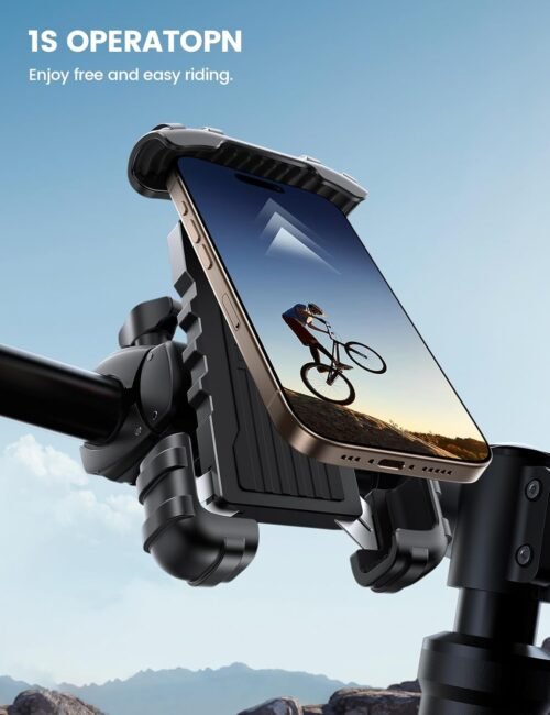 Lamicall Bike Phone Holder Mount - Motorcycle Handlebar Phone Mount Clamp, One Hand Operation, ATV Scooter Phone Clip for iPhone 16/15 Pro Max / 14 Plus, Galaxy S10 and 4.7-6.8" Cellphone, Black - 이미지 2