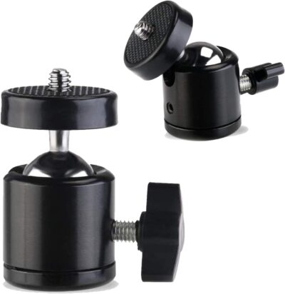 Universal 1/4" Swivel Mini Ball Head Screw Tripod Mount（2 Pack）, EszkozTA360 Degree Rotating Mount Base Adapter for DSLR Cameras HTC Vive Tripods Monopods Camcorder Light Stand…