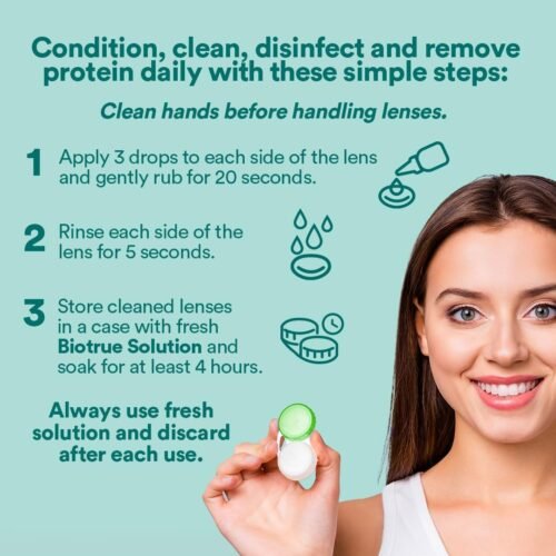 Biotrue Contact Lens Solution, Multi-Purpose Solution for Soft Contact Lenses, Lens Case Included, 2 FL OZ - 이미지 5