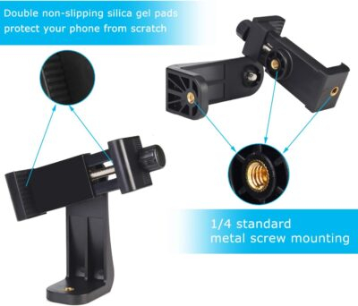 Premium Smartphone Holder/Vertical and Horizontal Tripod Mount Adapter Rotatable Bracket with 1/4 inch Screw/Adjustable Clip for iPhone, Android Cell Phone, Selfie Stick, Camera Stand - 이미지 5