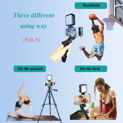 for iPhone Vlogging Kit, Vlogging Kit for Andriod Phone with Two Tripods RGB Light Lavalier Microphone Remote for YouTube Tiktok Content Creator (Total Height 20 in to 50 in) - 이미지 5