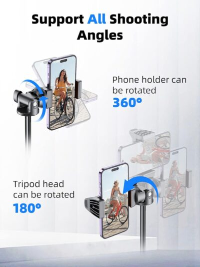 Kaiess 62" Tripod for iPhone, Selfie Stick Tripod & Phone Tripod Stand with Remote, Cell Phone Tripod for iPhone, Extendable Travel Tripod Compatible with iPhone 15/14/13 Pro Max/Android - 이미지 4