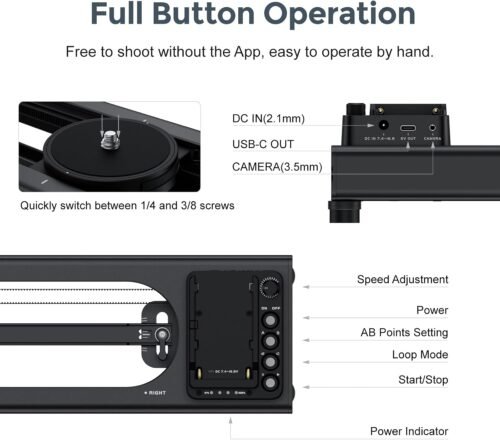 Slider S60 by Accsoon Adjustable 24''/60cm Motorized with Full Button Control 120° Panoramic Shooting Horizontally Camera Slider Support IME Lapse Photography - 이미지 3