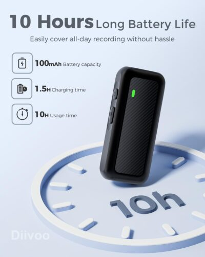 Diivoo 3 in 1 Wireless Lavalier Microphones, Wireless Mic for Camera Campatible iPhone, Android, Camera, USB-C Mini Mic, 100ft Transmission, 10-Hour Battery, Noise Cancelling for Video Recording - 이미지 3