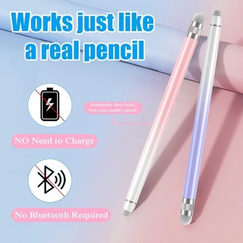 2PCS Stylus Pens for Touch Screens,Stylus Pen for iPhone/iPad/Tablet Android/Microsoft Surface,Compatible with All Touch Screens(White Pink/White Purple) - 이미지 2