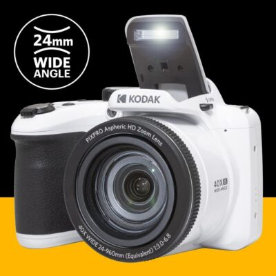 KODAK PIXPRO AZ405-WH 20MP Digital Camera 40X Optical Zoom 24mm Wide Angle Lens Optical Image Stabilization 1080P Full HD Video 3" LCD Vlogging Camera (White), Full Frame - 이미지 5