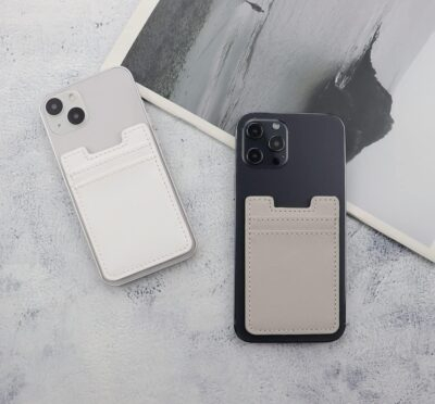 2Pack Phone Wallet,Leather Phone Card Holder Adhesive Stick On Credit Card Pocket for Back of Phone Case iPhone and Android-White,Grey - 이미지 5