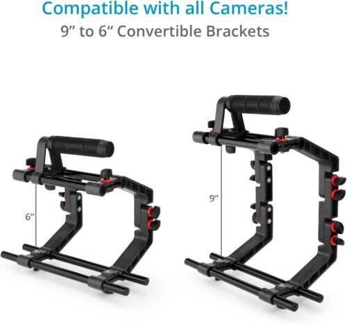 Shoulder Rig Kit w Matte Box & Follow Focus for DSLR Cameras. Ergonomic & Stable, 6” to 9” Convertible Size. Adjustable Handles, ¼” Threads. Comfy Shoulder Pad, Quick Release Plate (FC-03) - 이미지 4