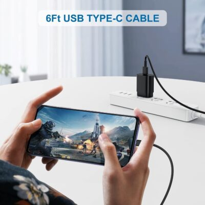 Type C Charger, 2 Pack 25W PD USB Wall Charger Super Fast Charging Block & 6ft Android Phone Cable for Samsung Galaxy S23 S22 S21 S20 Plus Ultra, Note 20 10 9 8/ S10 S9 S8 Pixel 6 5 4 Pro XL - 이미지 7