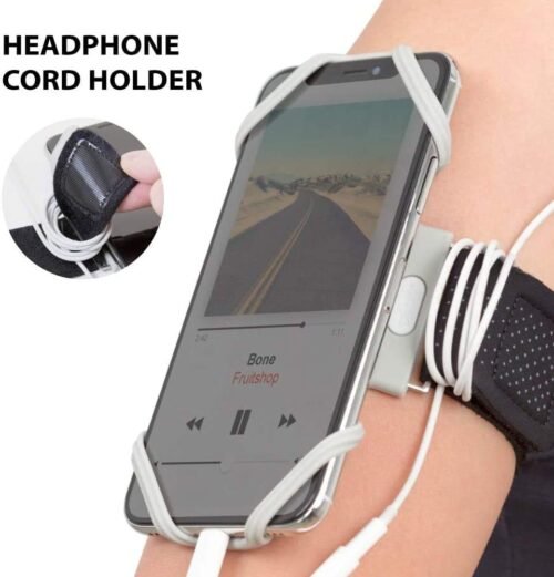 BONE Run Tie, Running Cell Phone Holder, Skin-Friendly & Washable Silicone Sport Armband, Universal Workout Phone Carrier Compatible with Most Smartphone (Gray - Size XL/Arm Size 15.7-21.4") - 이미지 6