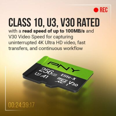 PNY 64GB Elite-X Class 10 U3 V30 microSDXC Flash Memory Card, 3 Count (Pack of 1) - 100MB/s, Class 10, U3, V30, A1, 4K UHD, Full HD, UHS-I, Micro SD - 이미지 3