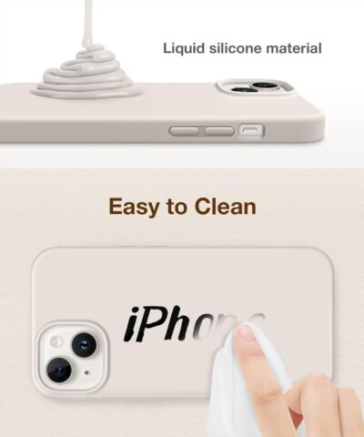 GONEZ Magnetic for iPhone 14 Case, Compatible with Magsafe, with Screen Protector + Camera Protector, Anti-Scratch Microfiber Lining, Liquid Silicone Shockproof Protective Phone Case, Stone - 이미지 6