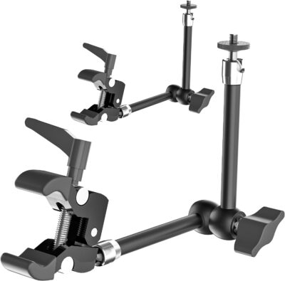 UYODM 2 Pack Articulating Magic Arm Clamp Mount with Super Clamp, 11" Magic Arm Camera Mount with 1/4" Thread, Articulating Arm Friction Camera Mount for Webcam, LED, DSLR, Flash, Security Cameras